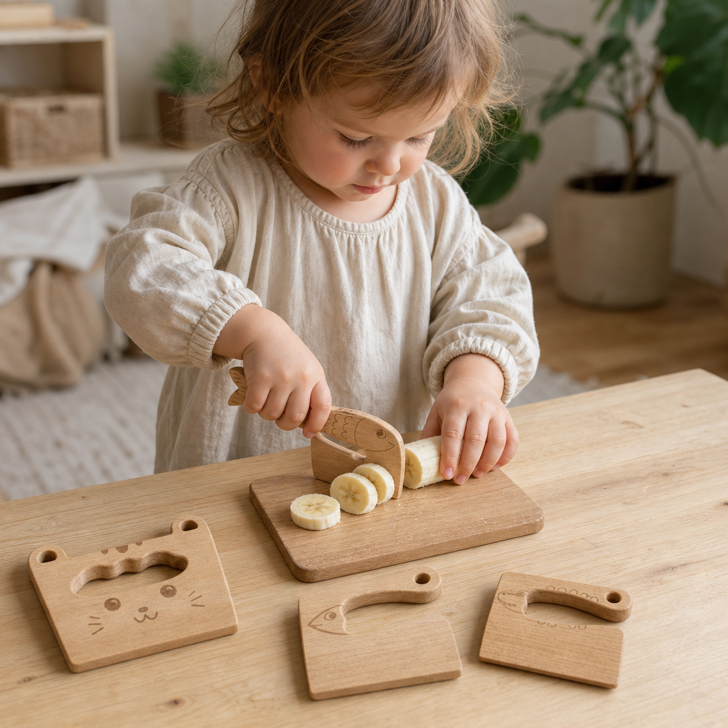 Child playing with the Animal Shape Play Knives