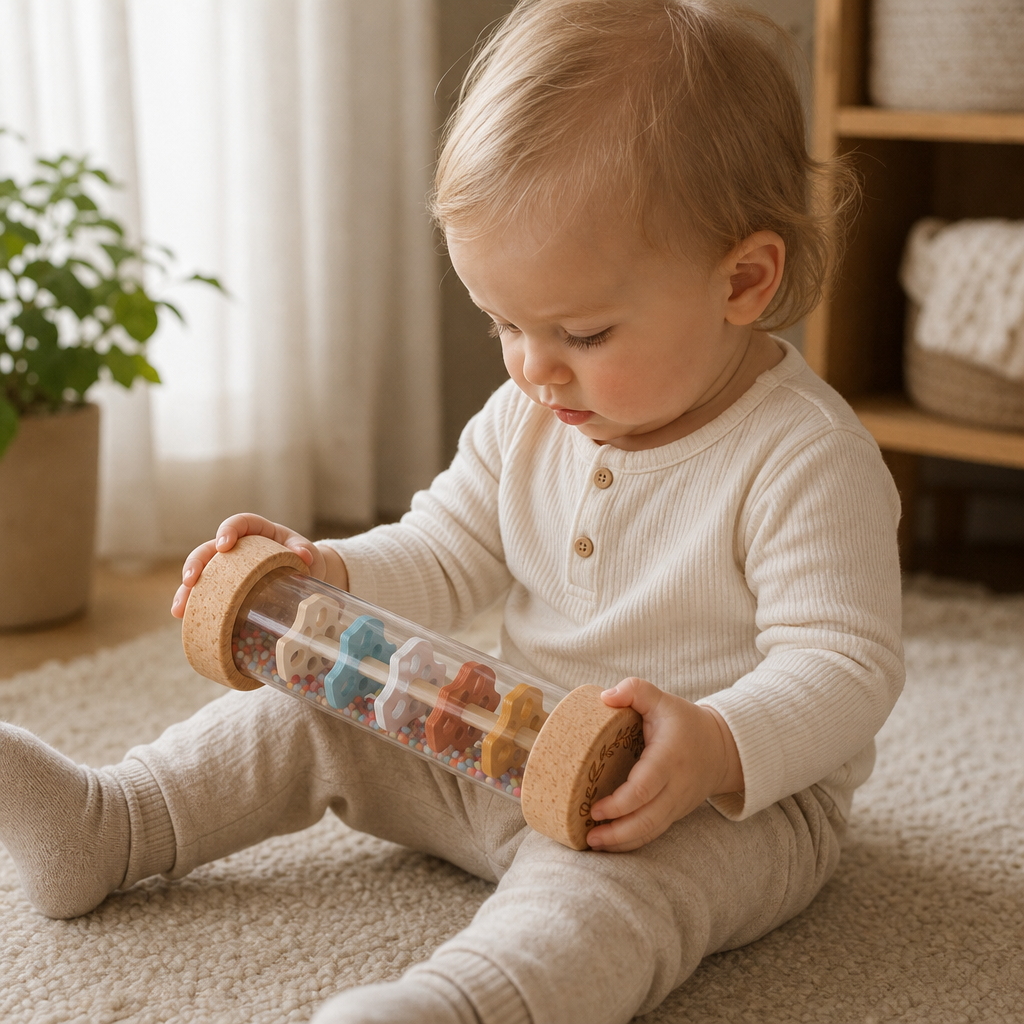 Child playing with the Colorful Bead Rainstick