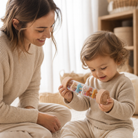 Parent and child playing together with the Colorful Bead Rainstick