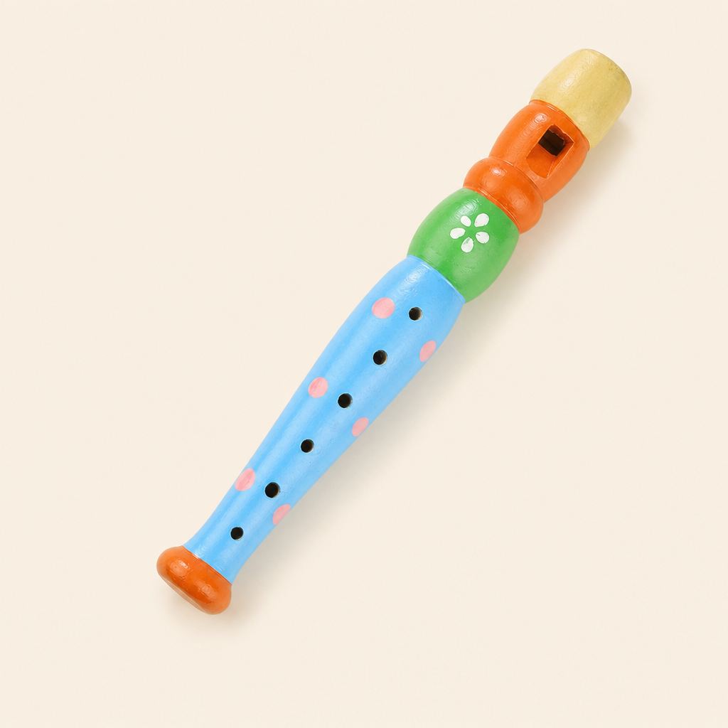 Montessori Colorful Wooden Flute product photo on a cream background