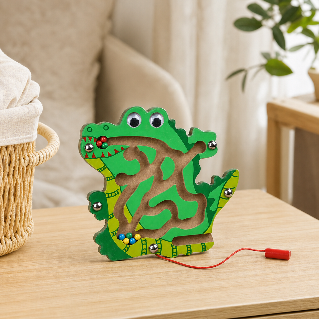 Crocodile Wooden Maze in a bright Montessori playroom