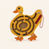 Montessori Duck Wooden Maze product photo on a cream background