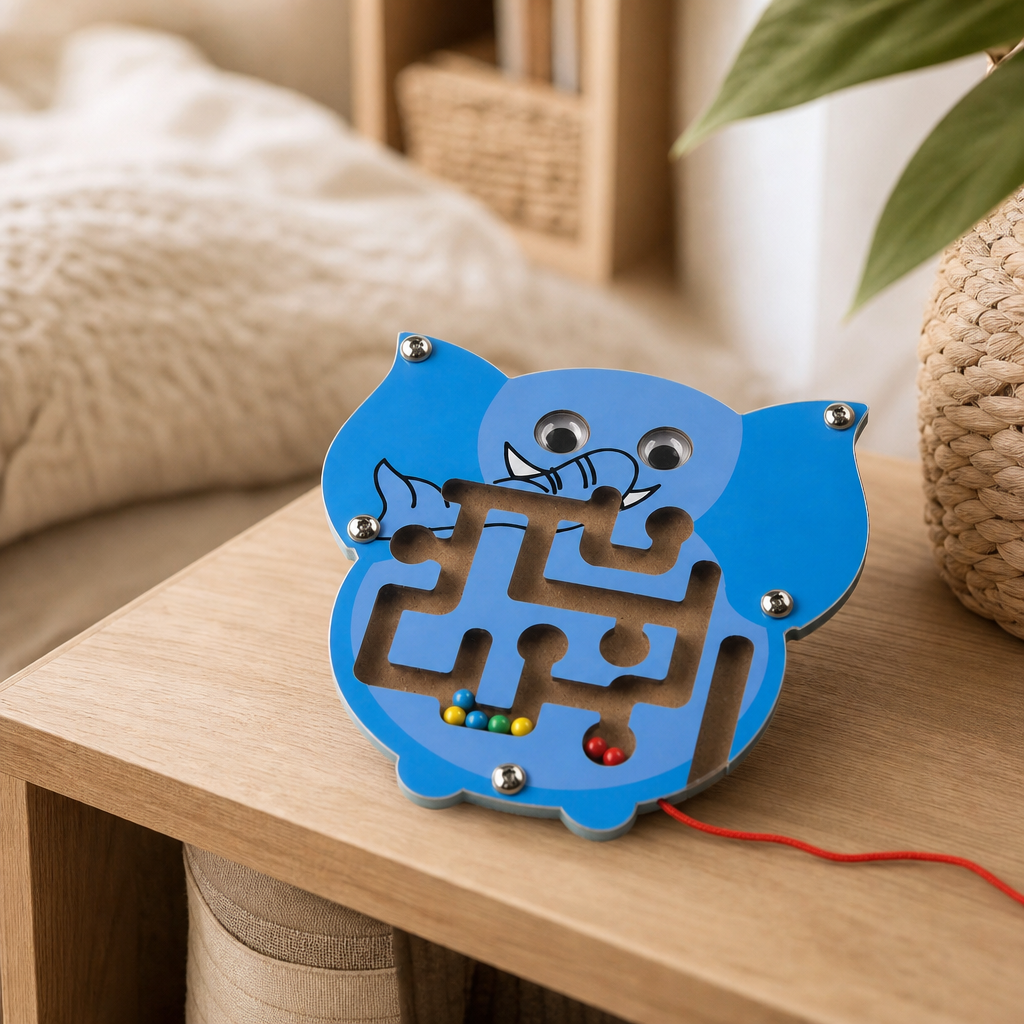 Elephant Wooden Maze in a bright Montessori playroom