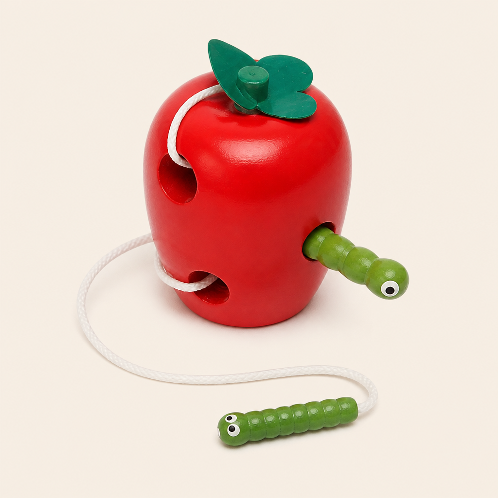 Montessori Wooden Food Lacing Set – Apple product photo