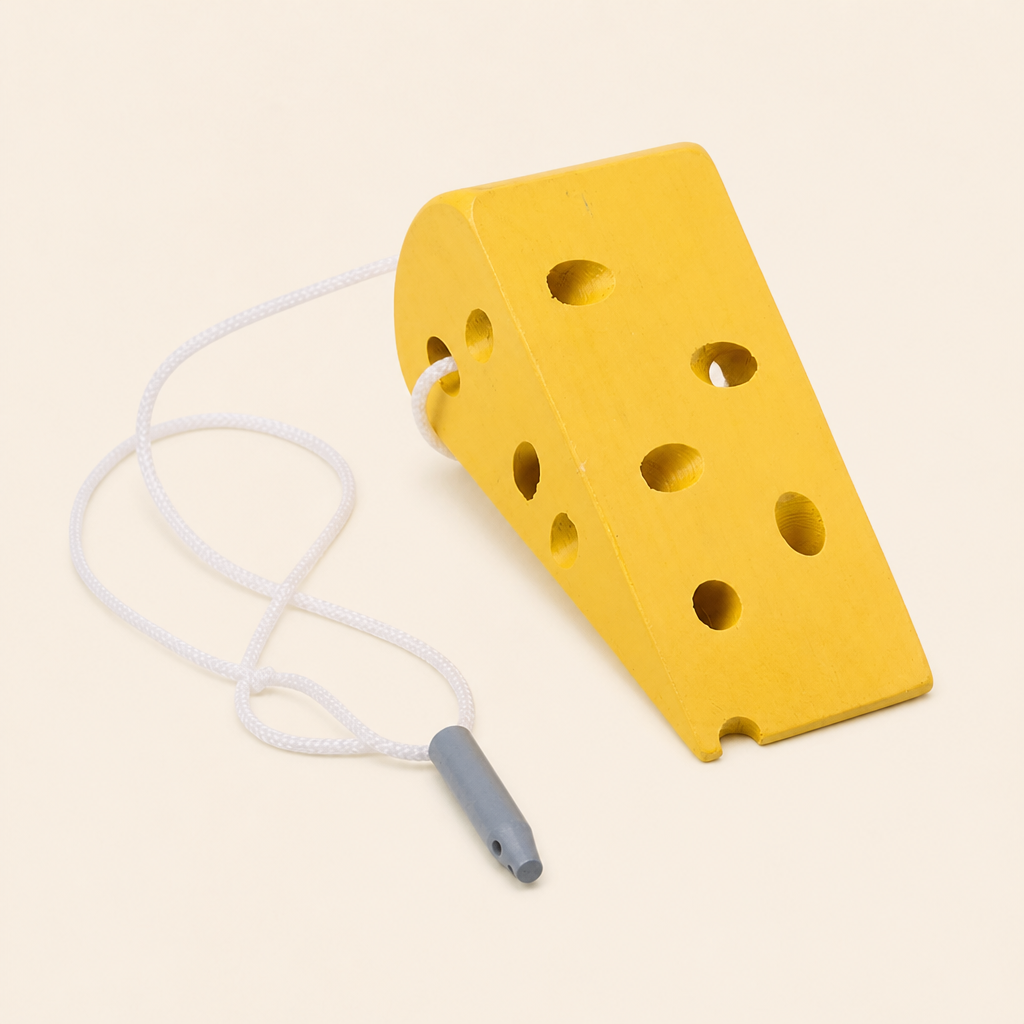 Montessori Wooden Food Lacing Set – Cheese product photo