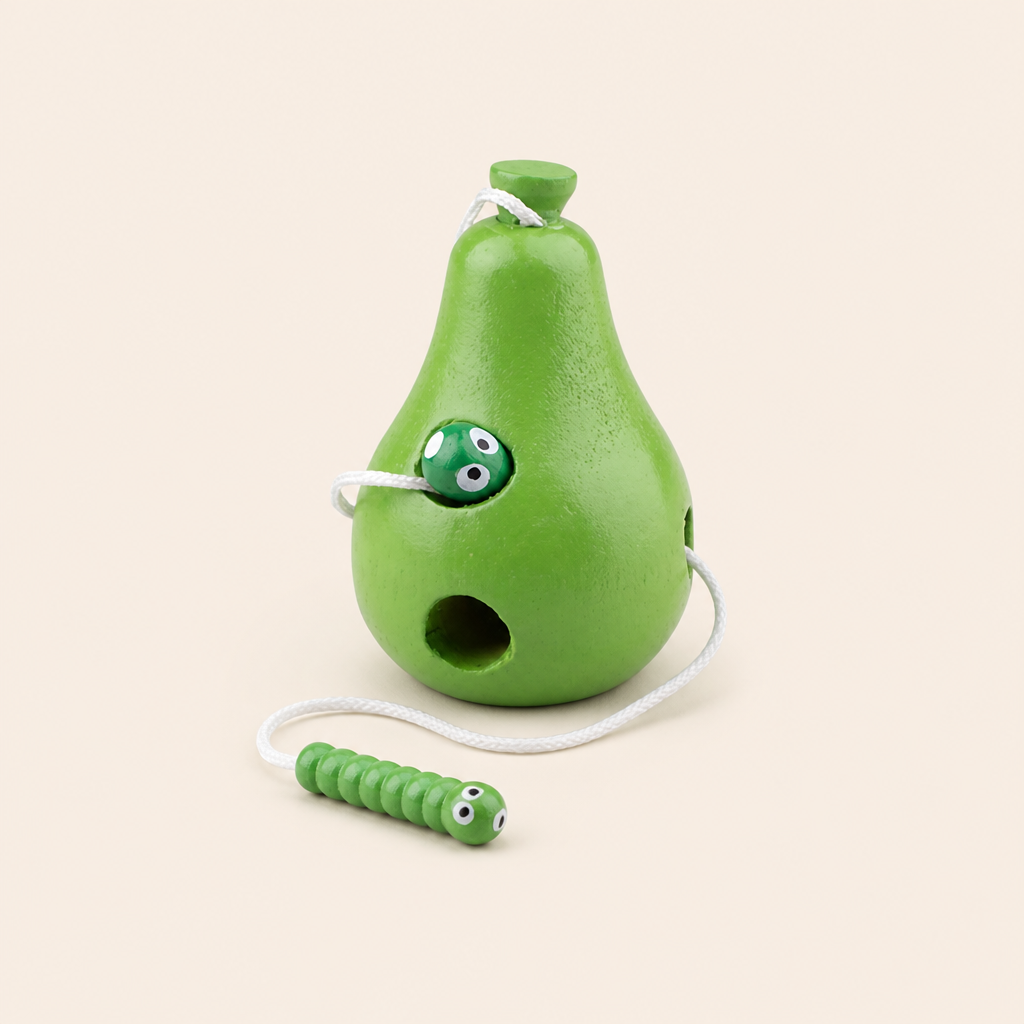 Montessori Wooden Food Lacing Set – Pear product photo