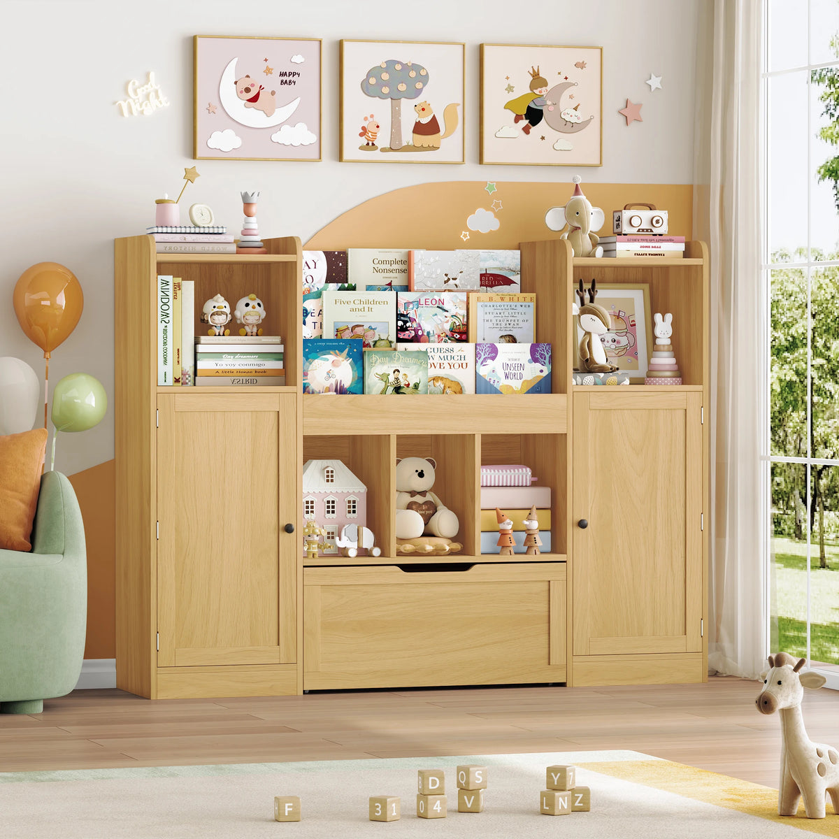Kids Toy Storage 3 Tier 2 Doors 1 Drawer Montessori & Toys