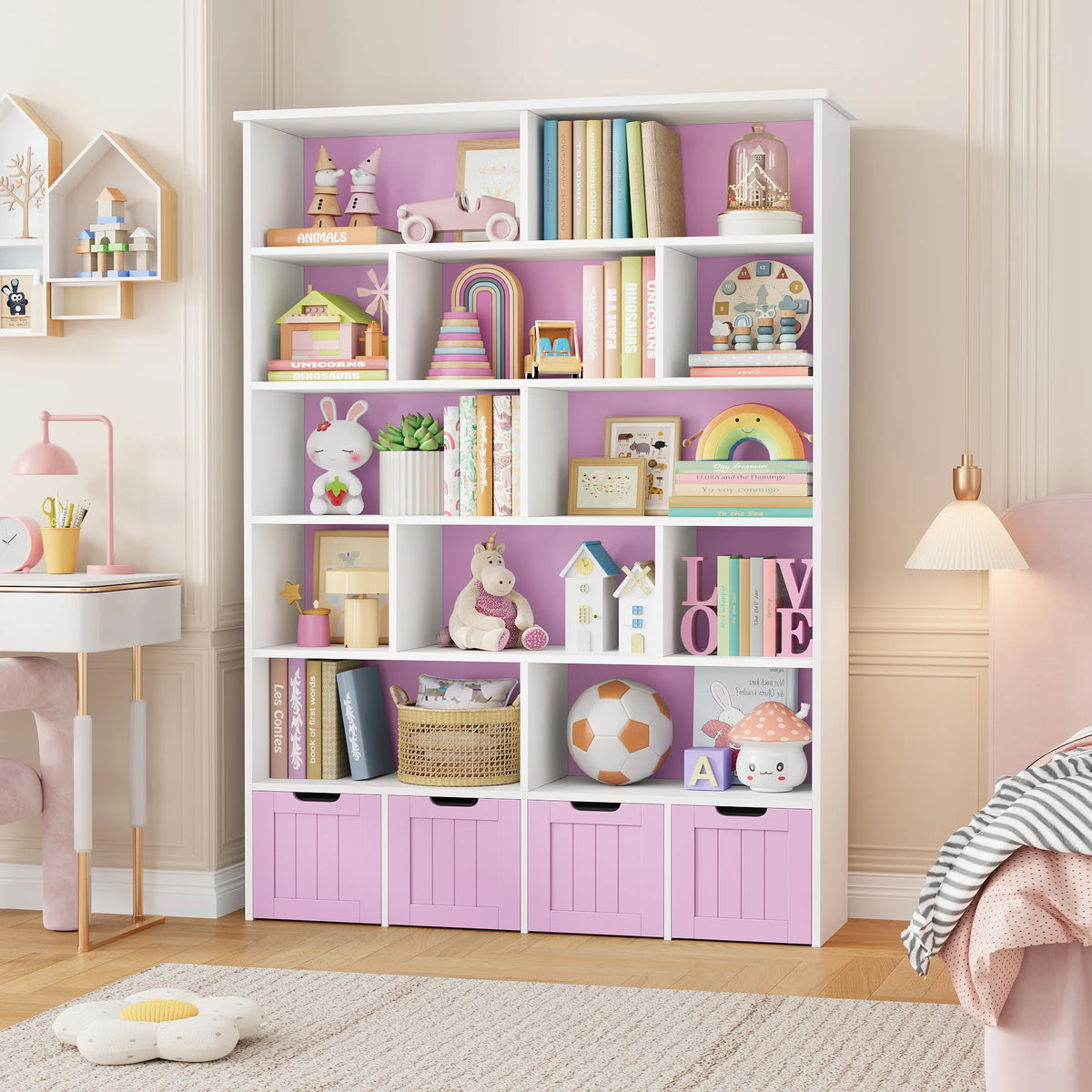 Kids Toy Storage 4 Drawers 13 Shelves Montessori & Toys