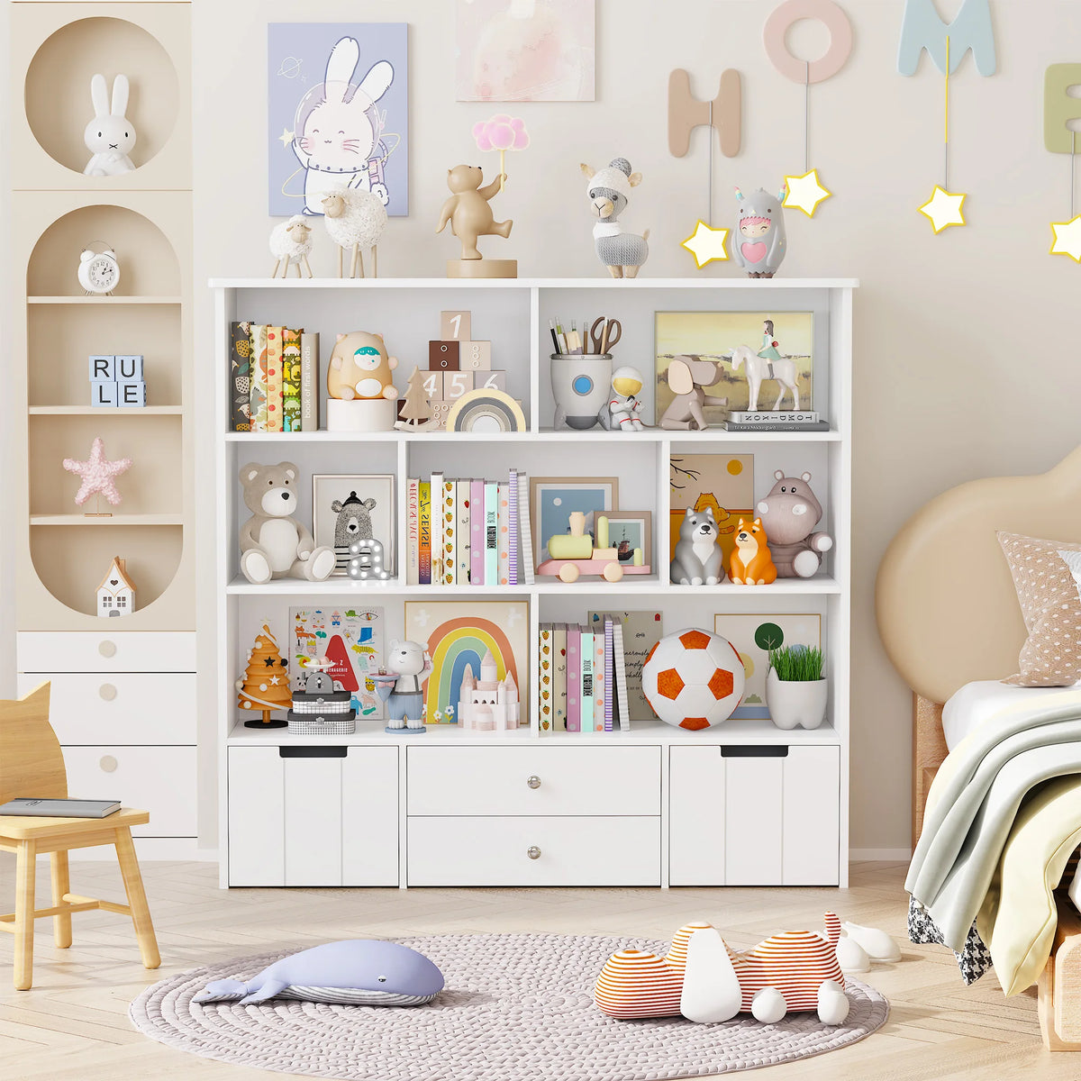 Kids Toy Storage 7 Cubbies 4 Drawers Wheels Montessori & Toys