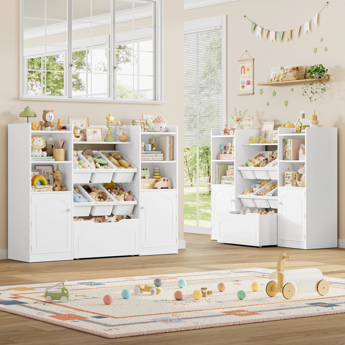 Kids Toy Storage Bookshelf 15 Shelves 6 Boxes Montessori & Toys