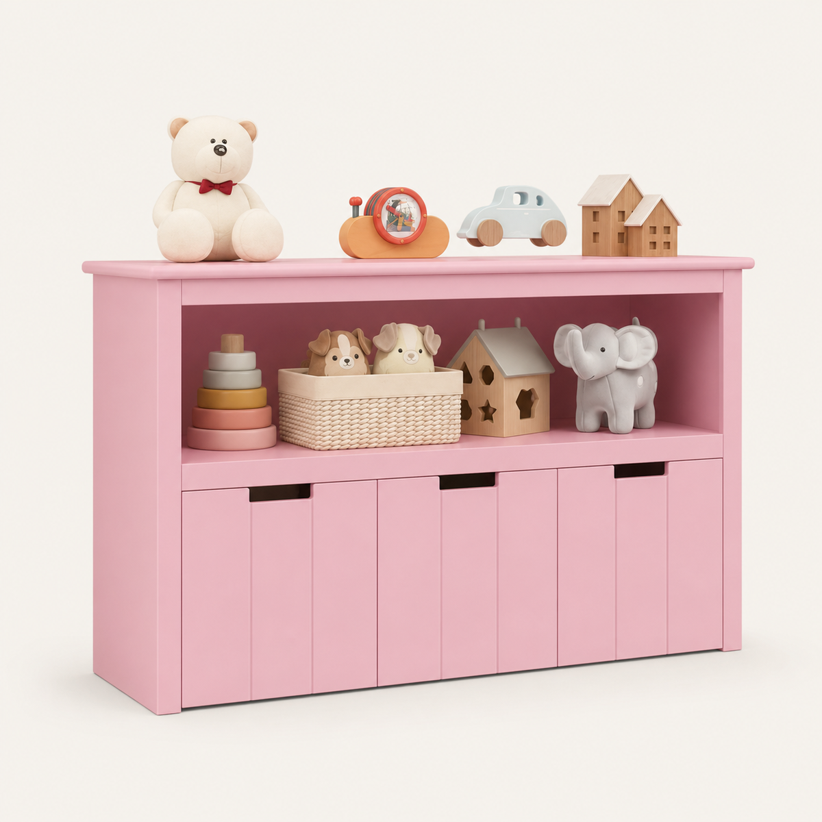 Kids Toy Storage Cabinet 3 Drawers on Wheels Montessori & Toys