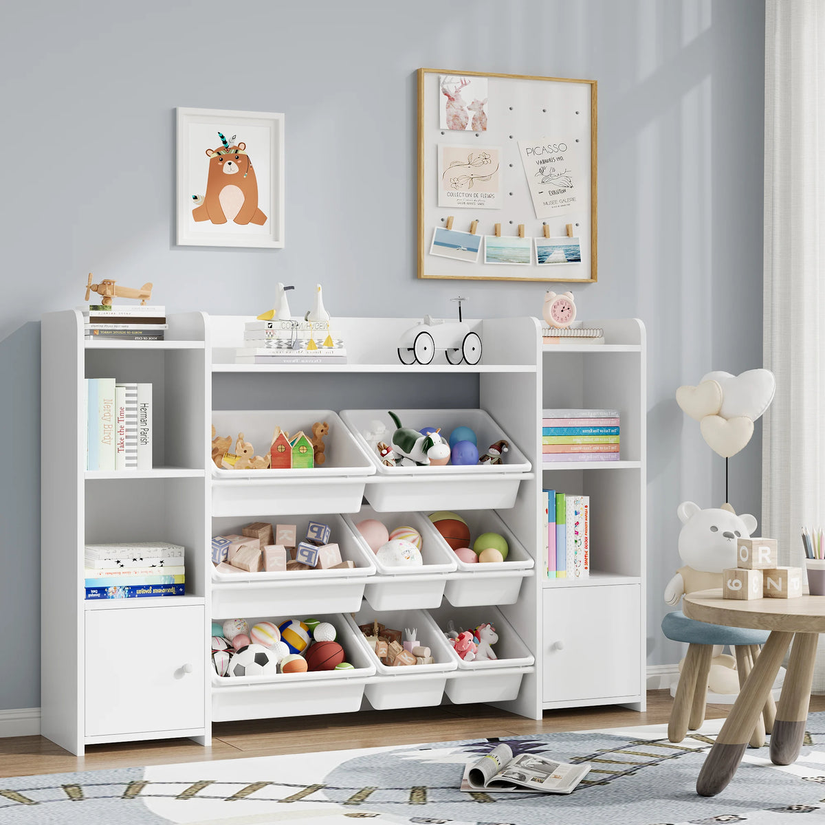 Kids Toy Storage Unit 8 Removable Boxes Montessori & Toys