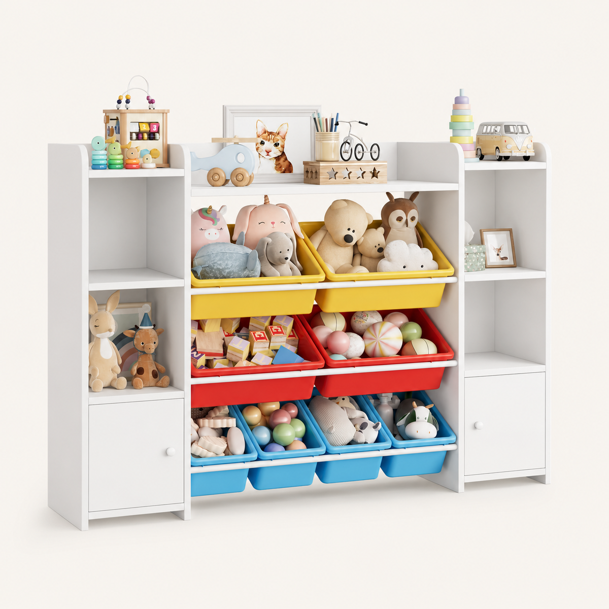 Kids Toy Storage Unit 8 Removable Boxes Montessori & Toys