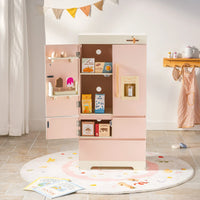 Kids Wooden Play Kitchen Full Set Pink Montessori & Toys