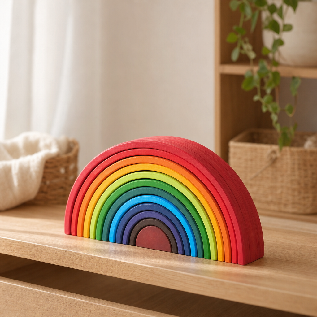 Large Rainbow Stacker 12 Arches in a bright Montessori playroom