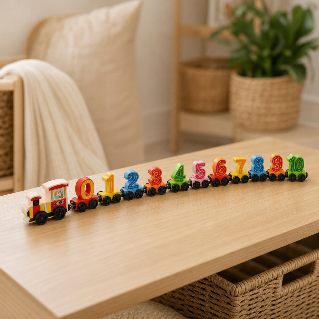 Magnetic Number Train in a bright Montessori playroom