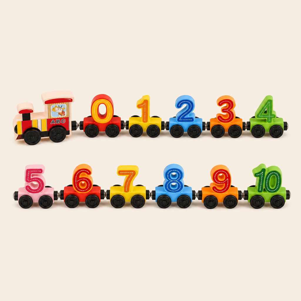 Montessori Magnetic Number Train product photo on a cream background
