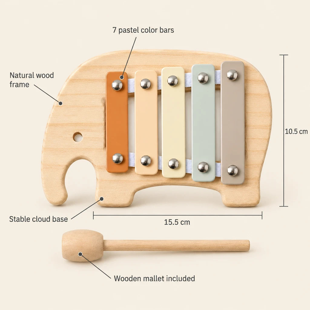 Montessori Elephant Wooden Xylophone