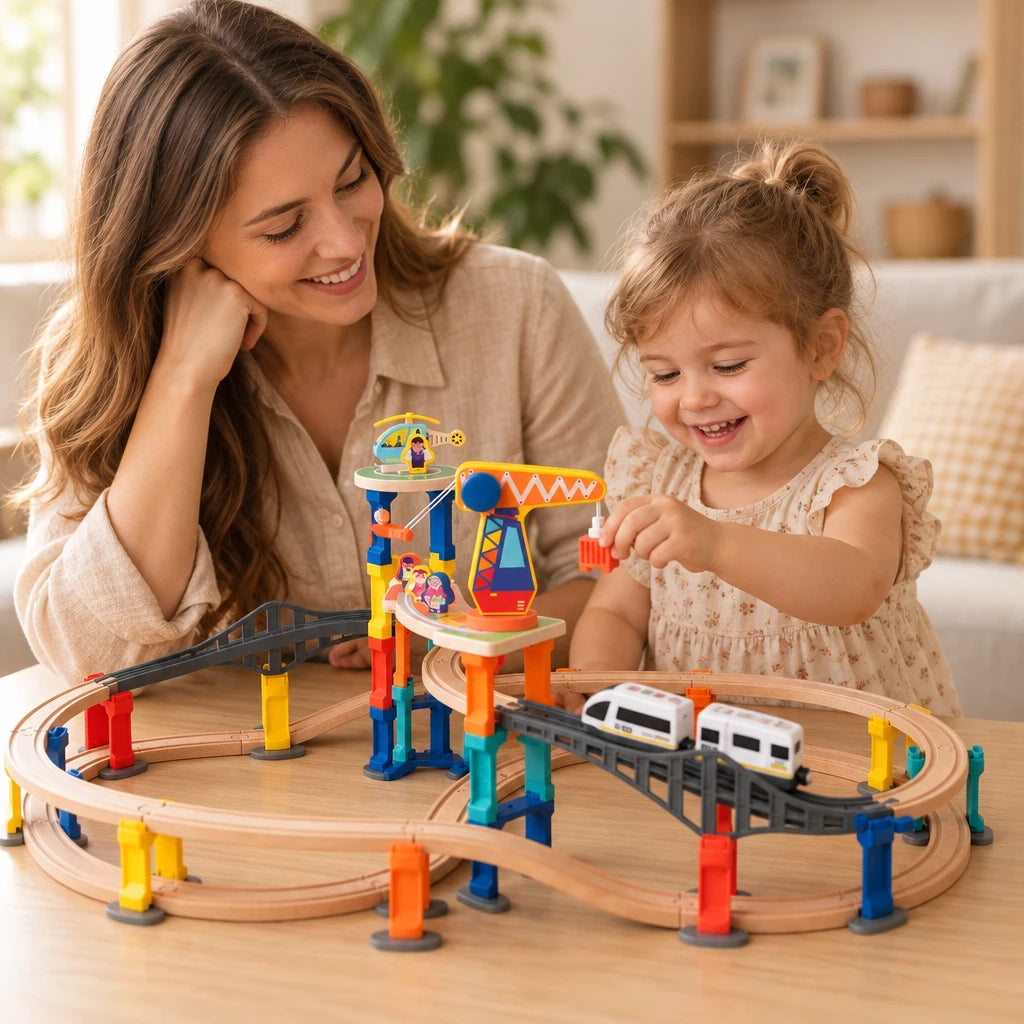 Montessori Magnetic Crane Train Set 60 Pieces