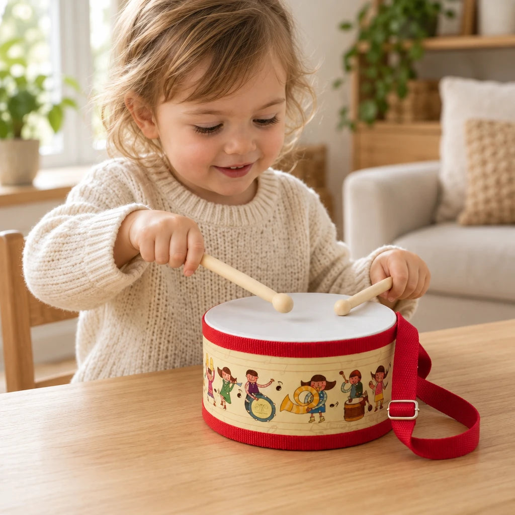 Montessori Wooden Drum with Strap