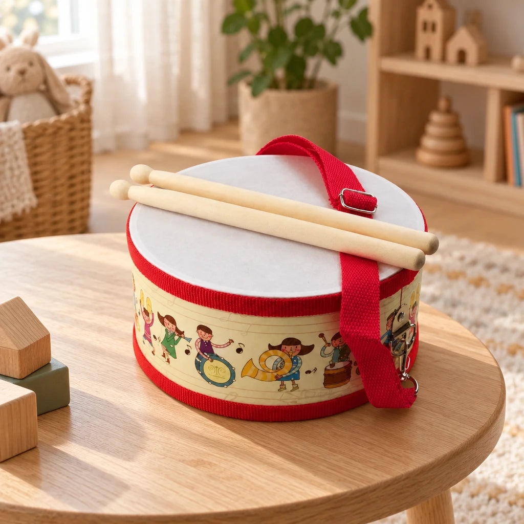 Montessori Wooden Drum with Strap
