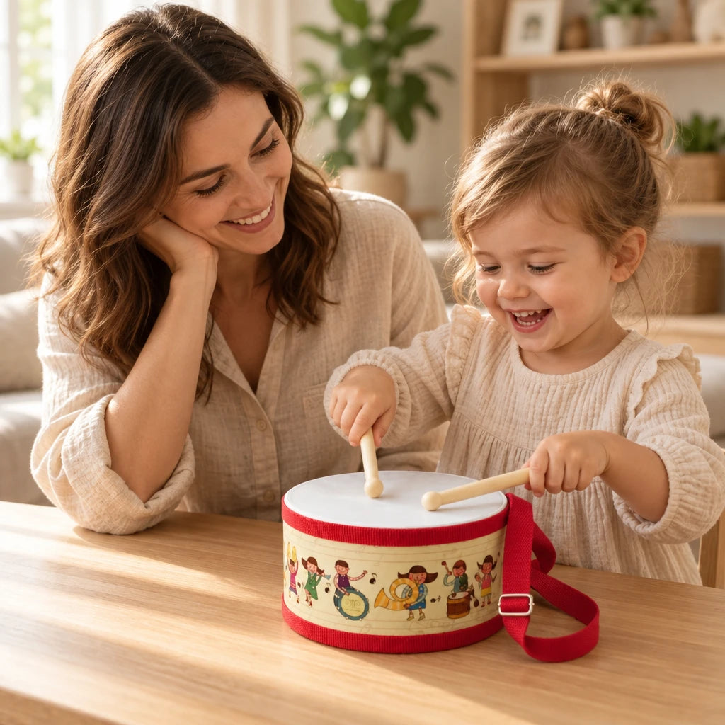 Montessori Wooden Drum with Strap