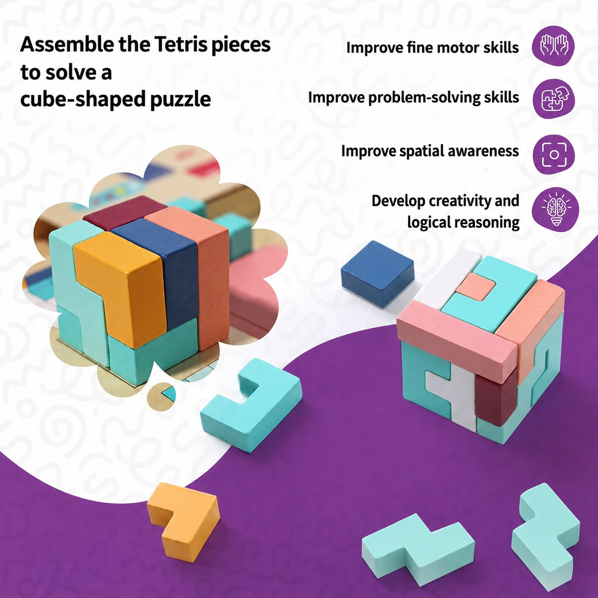 Montessori Wooden Tetris L'atelier Montessori