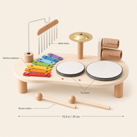 Music Station 6 Instruments features: Rainbow xylophone, Metal chimes, Two drums, Wooden mallets ; size 15.4 in / 39 cm