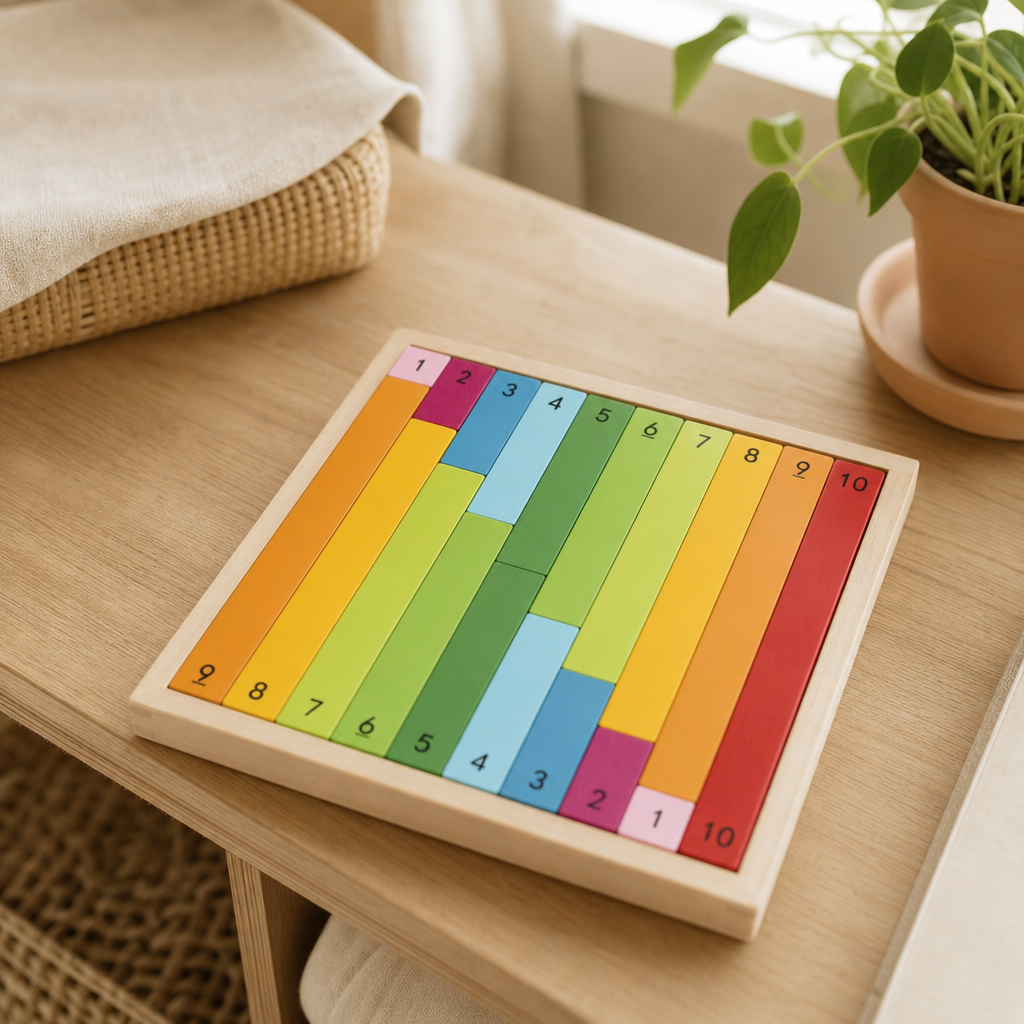Number Counting Sticks 1-10 in a bright Montessori playroom