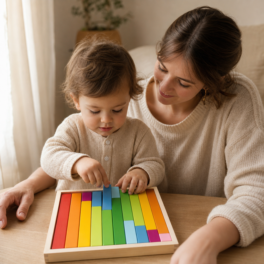 Parent and child playing together with the Number Counting Sticks 1-10