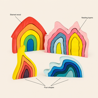 Special Edition Stacking Puzzle features: Stained wood, Nesting layers, Four shapes