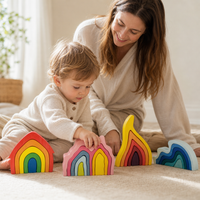 Parent and child playing together with the Special Edition Stacking Puzzle