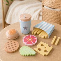 Wooden Burger Play Set in a bright Montessori playroom
